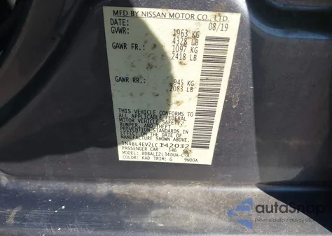 2020 Nissan Altima Sl Fwd z USA, uszkodzony, nr VIN 1N4BL4EV2LC142032